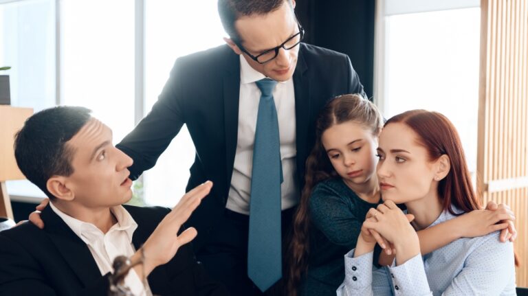 Young family talks to lawyer