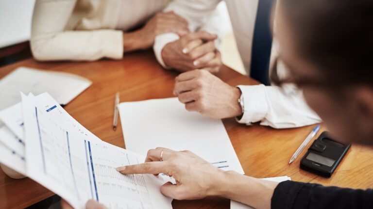 Family couple is consulting with lawyer about estate planning